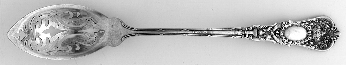 Empire (Sterling, 1895) Pierced Bowl Short Handle Olive Spoon by Durgin-1