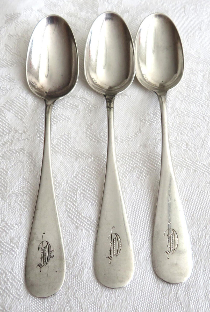 English Antique (Sterling, 1887) Monogram Five O'Clock Teaspoon by Durgin-1