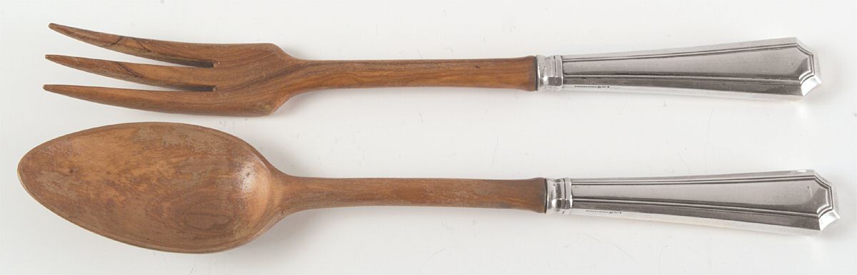 Fairfax (Sterling, 1910) Wooden Bowl 2-Piece Salad Set by Durgin-1