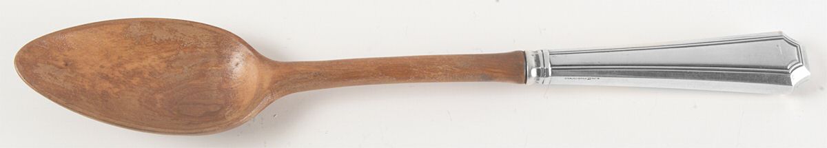 Fairfax (Sterling, 1910) Salad Serving Spoon with Wooden Bowl by Durgin-1