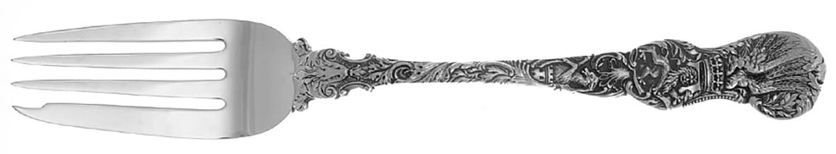 Heraldic (Sterling, 1888) Medium Solid Cold Meat Serving Fork by Durgin-1