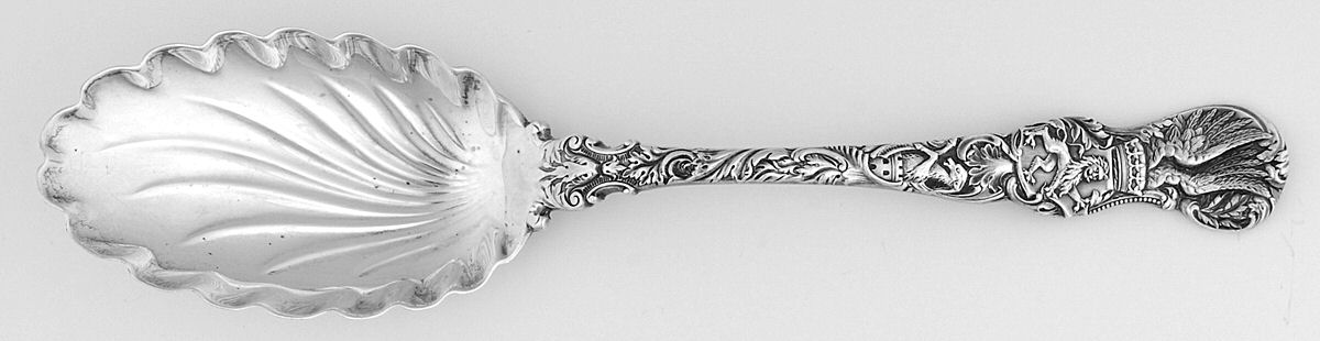 Heraldic (Sterling, 1888) Solid Salad Serving Spoon by Durgin-1