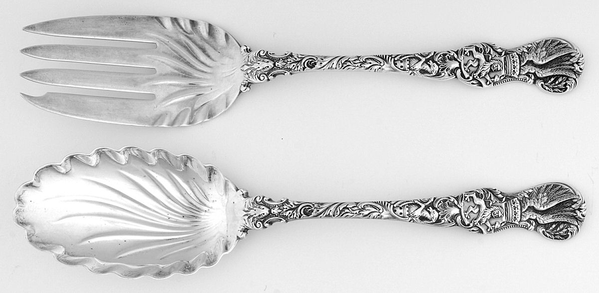Heraldic (Sterling, 1888) (2 Pc) Solid Salad Set by Durgin-1