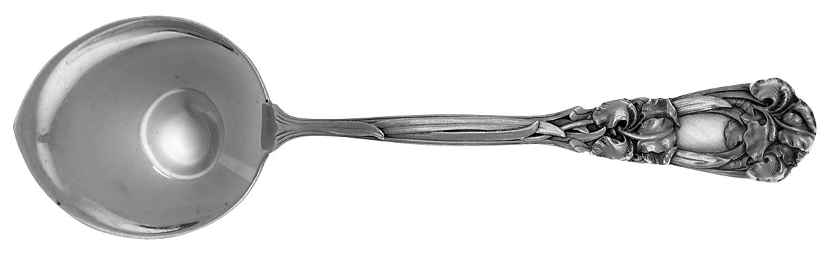 Iris (Sterling, 1900, No Monograms) Small Short Handle Chocolate Spoon by Durgin-1