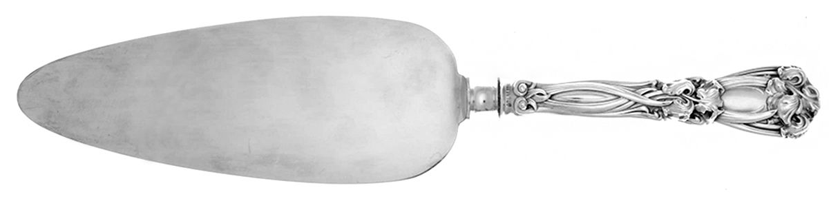Iris (Sterling, 1900, No Monograms) Pie Server with Silverplate Blade by Durgin-1