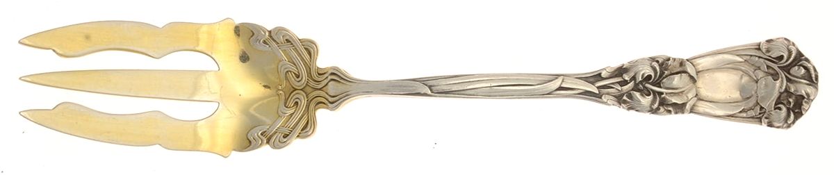 Iris (Sterling, 1900, No Monograms) Pastry Fork by Durgin-1