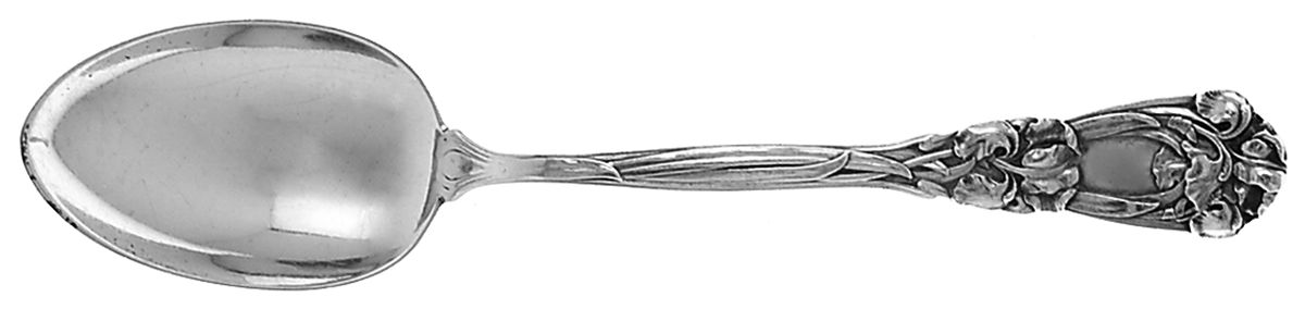 Iris (Sterling, 1900, No Monograms) Dessert/Oval Soup Spoon by Durgin-1