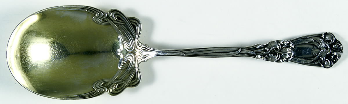 Iris (Sterling, 1900, No Monograms) Solid Salad Serving Spoon by Durgin-1