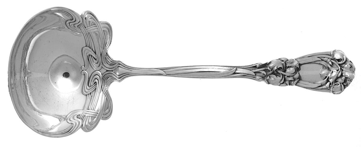 Iris (Sterling, 1900, No Monograms) Solid Gravy Ladle by Durgin-1