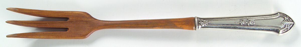 Lenox (Sterling, 1912) Salad Serving Fork with Wooden Prongs by Durgin-1