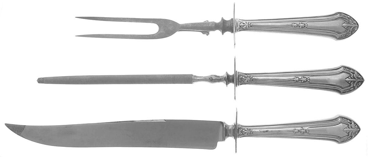 Lenox (Sterling, 1912) (3 Pc)Carving Set-Lg Stnbl/Roast w/Sterling Guard by Durgin-1