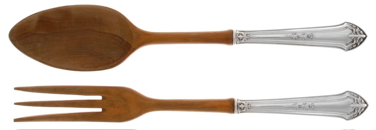 Lenox (Sterling, 1912) Wooden Bowl 2-Piece Salad Set by Durgin-1