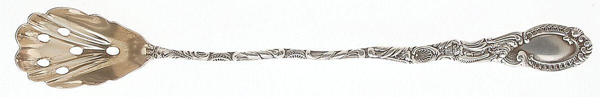 Louis XV (Sterling, 1891) Pierced Bowl Long Handle Olive Spoon by Durgin-1