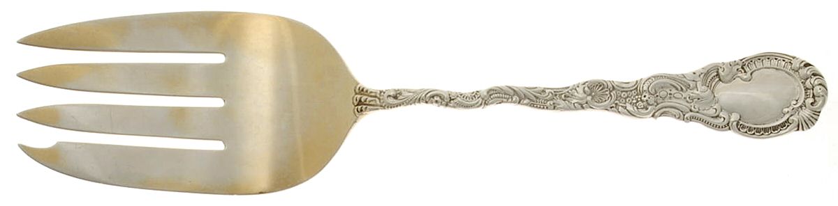 Louis XV (Sterling, 1891) Large Solid Fish Serving Fork by Durgin-1