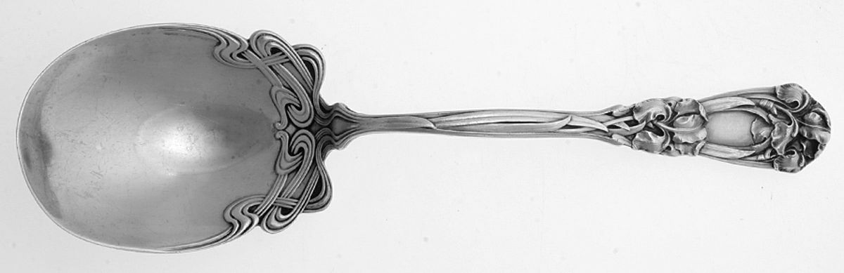 Iris (Sterling, 1900, No Monograms) Large Jelly Spoon by Durgin-1