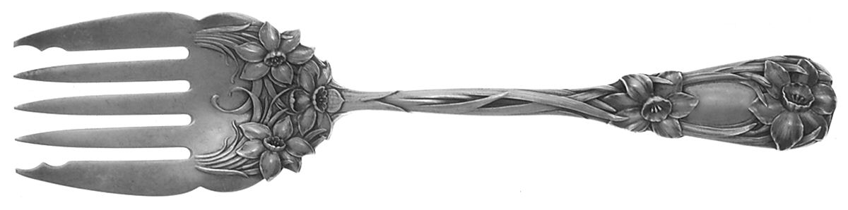 New Art (Sterling, 1899) Large Solid Tined Sardine Serving Fork by Durgin-1