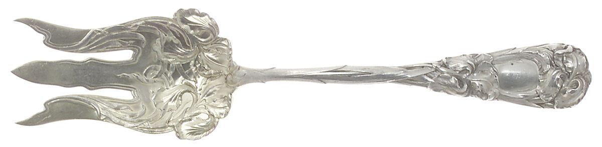 New Art (Sterling, 1899) Solid Salad Serving Fork by Durgin-1