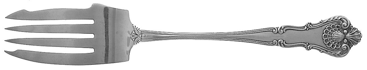 New Queens (Sterling, 1900) Medium Solid Cold Meat Serving Fork by Durgin-1