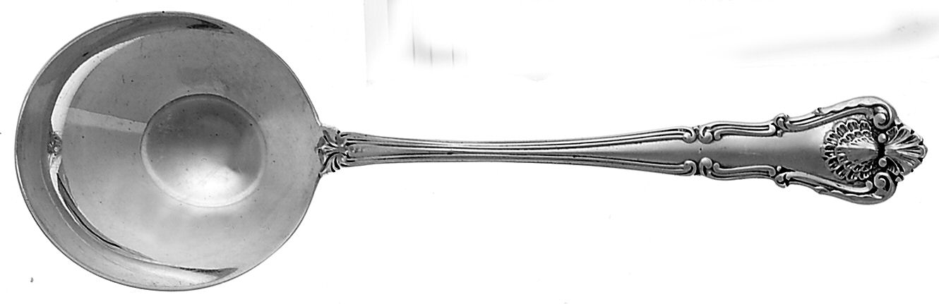 New Queens (Sterling, 1900) Round Bowl Soup Spoon (Bouillon) by Durgin-1