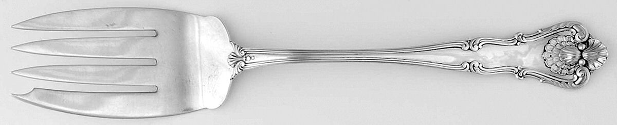 New Queens (Sterling, 1900) Medium Solid Cold Meat Serving Fork by Durgin-1
