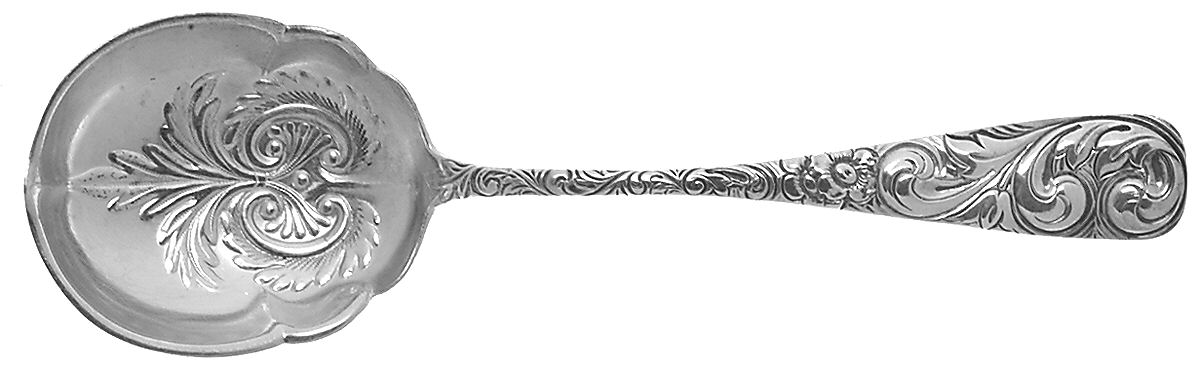 Scroll (Sterling, 1886, No Monograms) Small Solid Berry/Casserole Spoon by Durgin-1