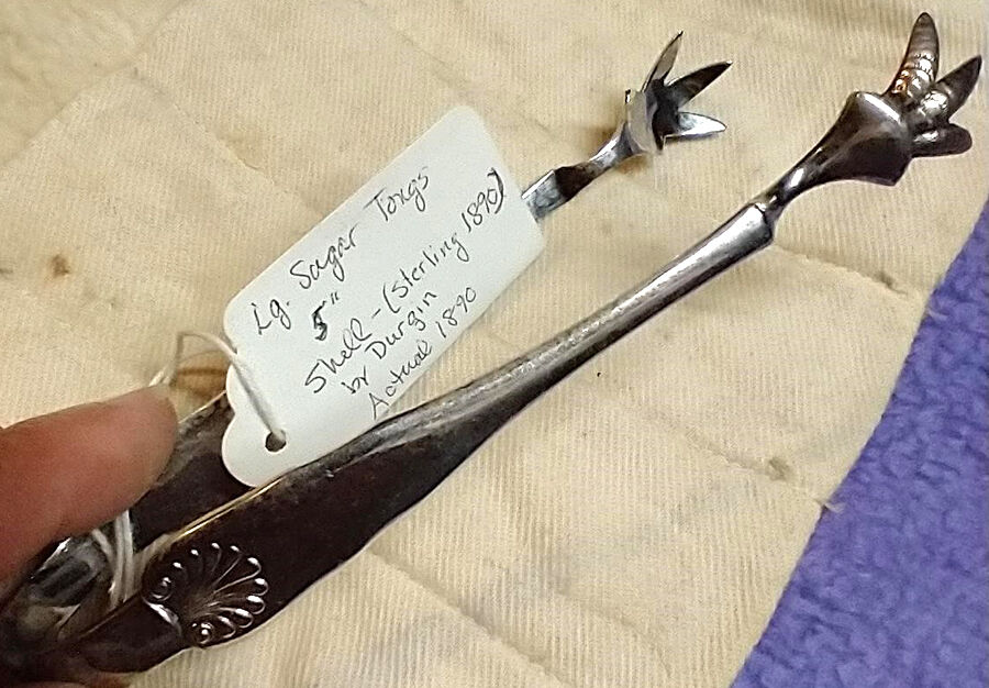 Shell (Sterling, 1890) Small Sugar Tongs by Durgin-1