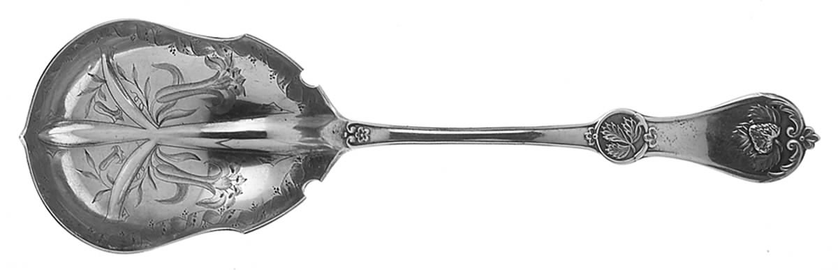 Strawberry (Coin, 1874) Brightcut Solid Large Berry/Casserole Spoon by Durgin-1