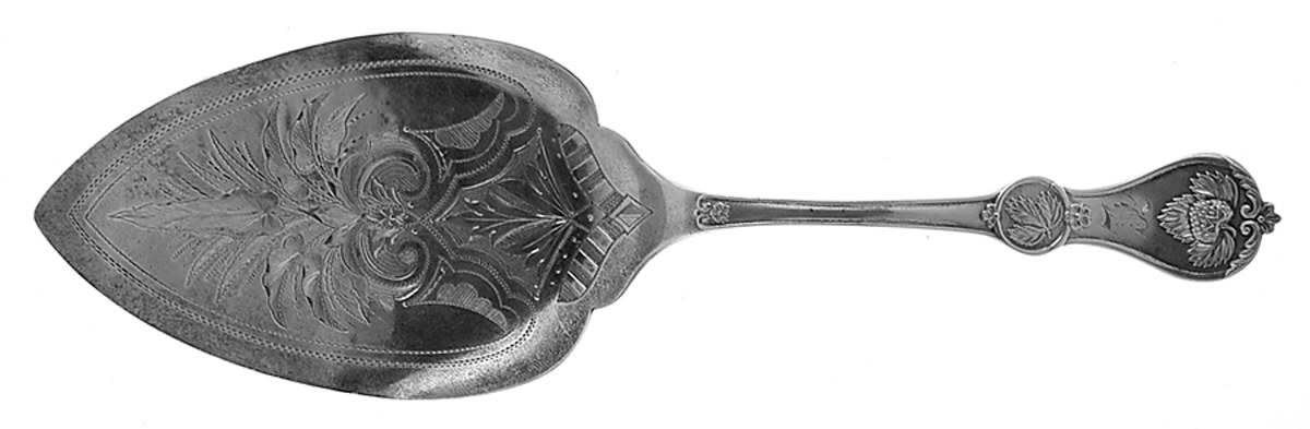Strawberry (Coin, 1874) Large Solid Bright Cut Pie Knife by Durgin-1