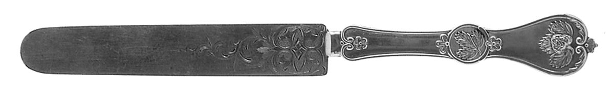 Strawberry (Coin, 1874) Bright Cut Solid Dessert Tea Knife by Durgin-1