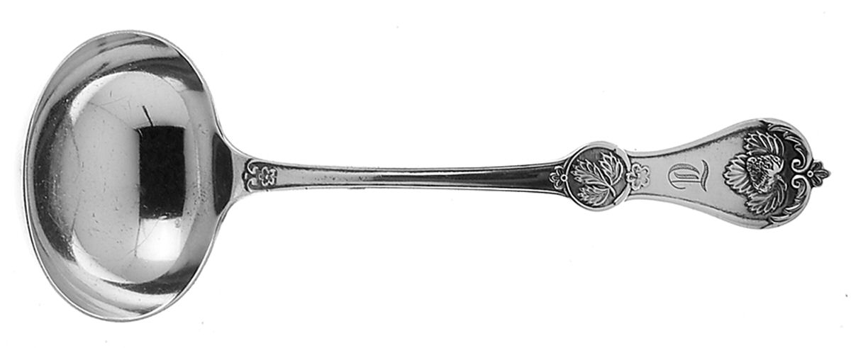 Strawberry (Coin, 1874) Solid Gravy Ladle by Durgin-1