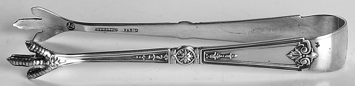 Victorian-Sheraton (Sterling) Large Sugar Tongs by Durgin-1