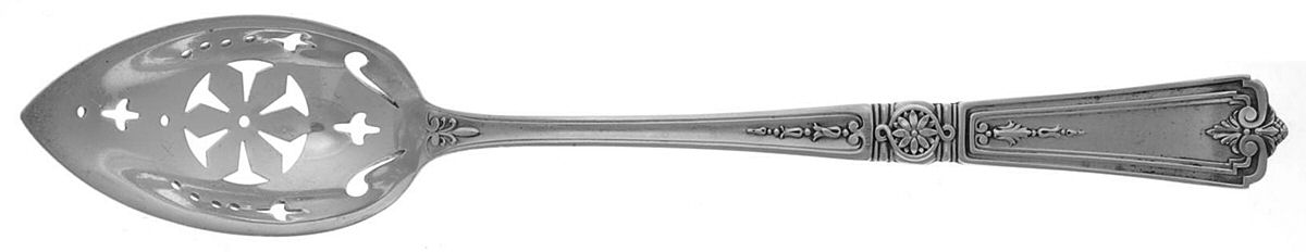 Victorian-Sheraton (Sterling) Pierced Bowl Short Handle Olive Spoon by Durgin-1