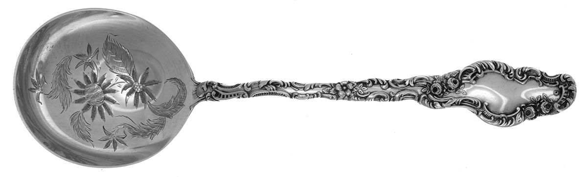 Watteau (Sterling, 1891) Bright Cut Round Bowl Soup Spoon (Gumbo) by Durgin-1