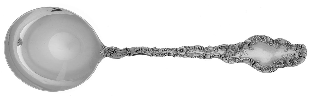 Watteau (Sterling, 1891) Large Round Bowl Soup Spoon (Bouillon) by Durgin-1