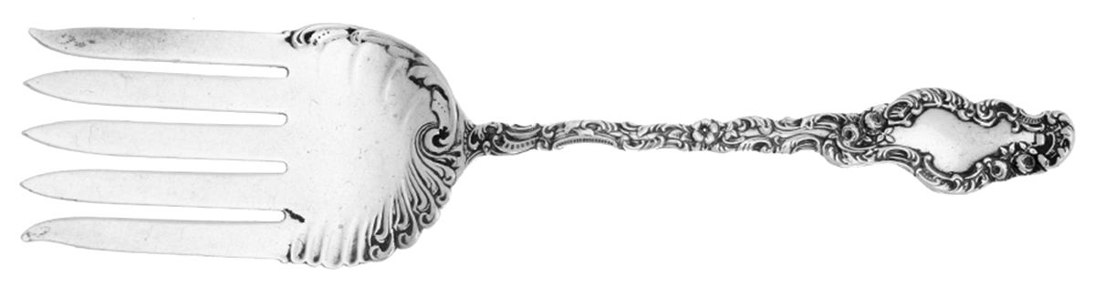 Watteau (Sterling, 1891) Small Solid Fish Serving Fork by Durgin-1