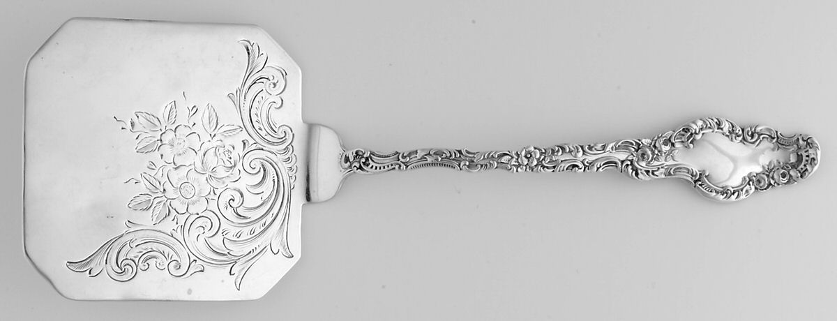 Watteau (Sterling, 1891) Solid Waffle Server with Bright Cut by Durgin-1