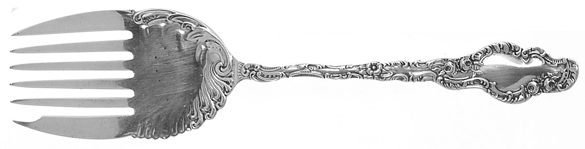 Watteau (Sterling, 1891) Large Solid Tined Sardine Serving Fork by Durgin-1