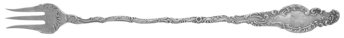 Watteau (Sterling, 1891) Long Handle Pickle/Olive Fork by Durgin-1