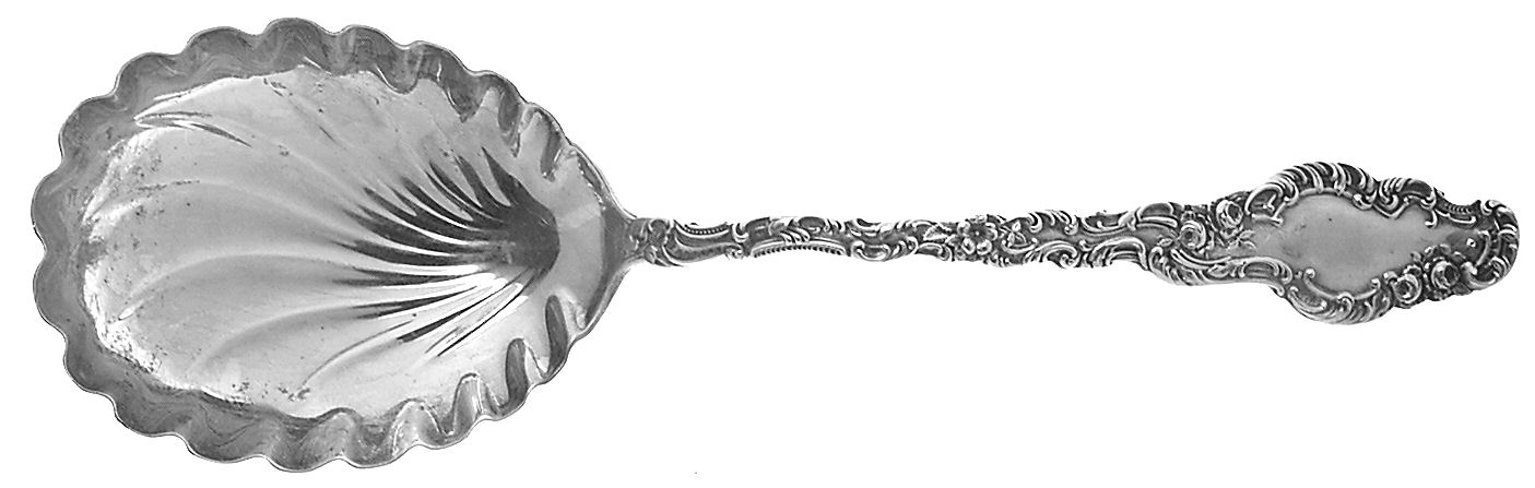Watteau (Sterling, 1891) Large Solid Berry/Casserole Spoon by Durgin-1
