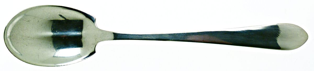 1776 (Sterling, 1886) Pierced Bowl Short Handle Olive Spoon by Dominick & Haff-1