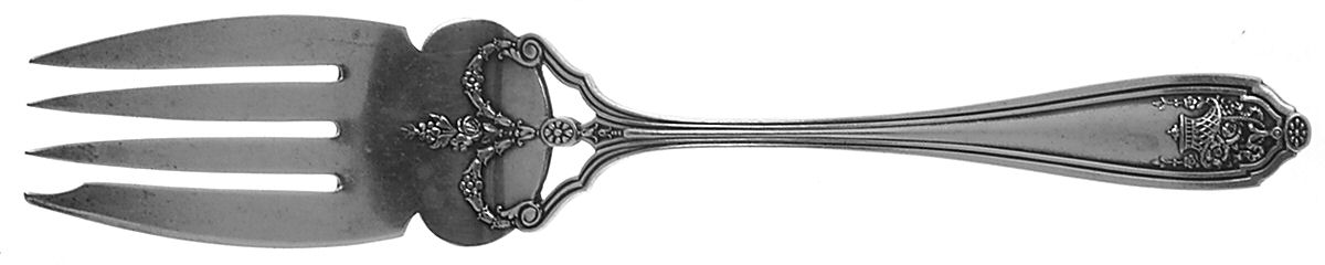 Basket of Flowers (Sterling, 1920) Large Solid Cold Meat Serving Fork by Dominick & Haff-1