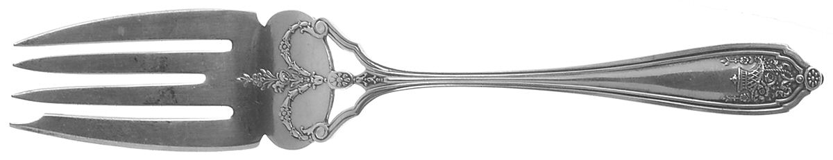 Basket of Flowers (Sterling, 1920) Medium Solid Cold Meat Serving Fork by Dominick & Haff-1