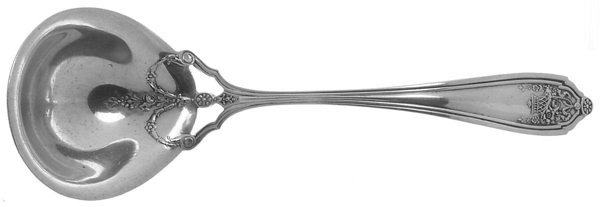 Basket of Flowers (Sterling, 1920) Solid Gravy Ladle by Dominick & Haff-1