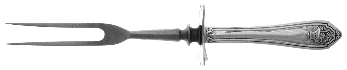 Basket of Flowers (Sterling, 1920) Small Steak Carving Fork with Stainless Prongs by Dominick & Haff-1