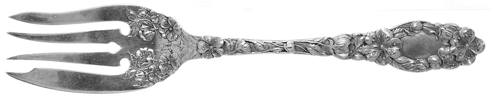 Blossom (Sterling, 1905) Small Solid Cold Meat Serving Fork by Dominick & Haff-1