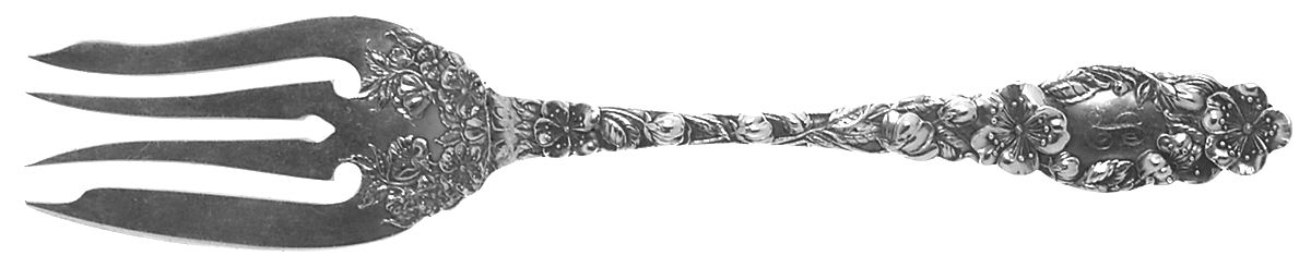 Blossom (Sterling, 1905) Medium Solid Cold Meat Serving Fork by Dominick & Haff-1