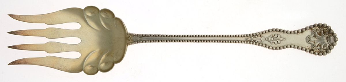 Charles II (Sterling, 1894) Oversize Solid Salad Servng Fork by Dominick & Haff-1