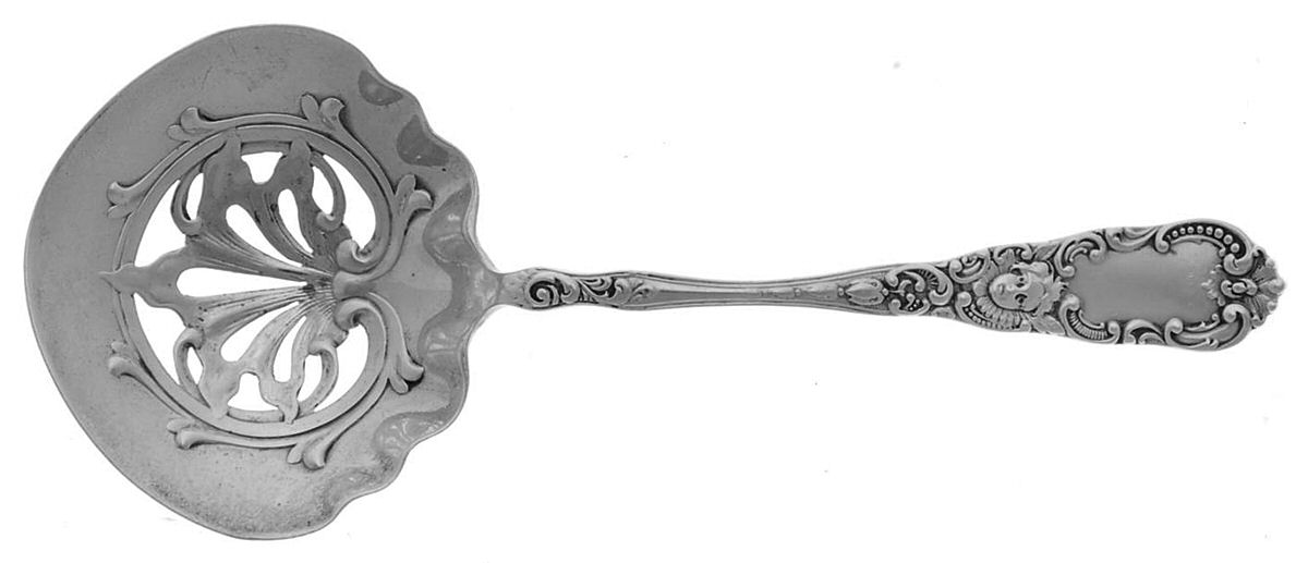 Cupid (Sterling, 1891) Solid Bon Bon Spoon with Pierced Bowl by Dominick & Haff-1