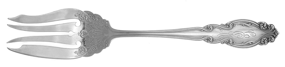 Gothic (Sterling, 1900) Monogram Medium Solid Cold Meat Serving Fork by Dominick & Haff-1