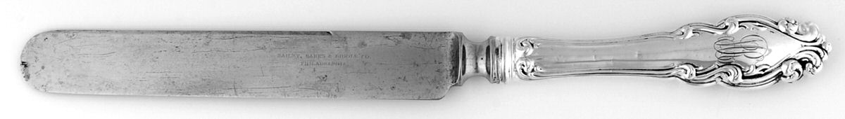 Gothic (Sterling, 1900) Monogram Hollow Handle Bolster Blunt Knife by Dominick & Haff-1